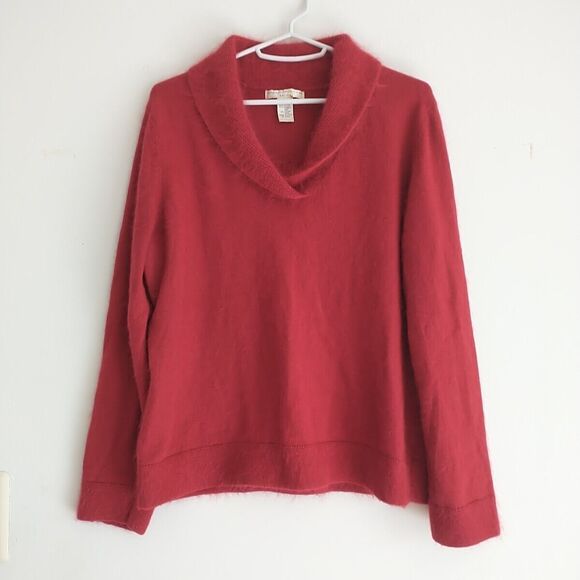 Sarah Spencer Sweater Women PXL/PM* Red Angora Rabbit Wool Blend Shawl Collar - Picture 1 of 7